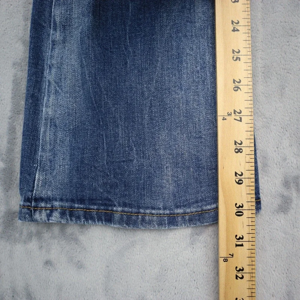 HM Pants Womens 28 Blue Denim Low Waist Boot Cut Flat Front Jeans Bottoms - Picture 7 of 16